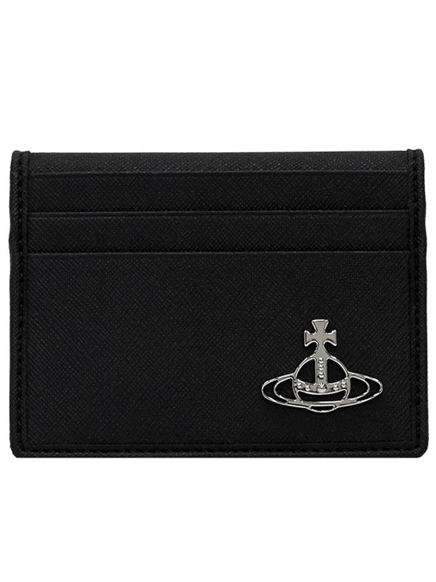 ORB Logo Saffiano Card Wallet Black - VIVIENNE WESTWOOD - BALAAN 2