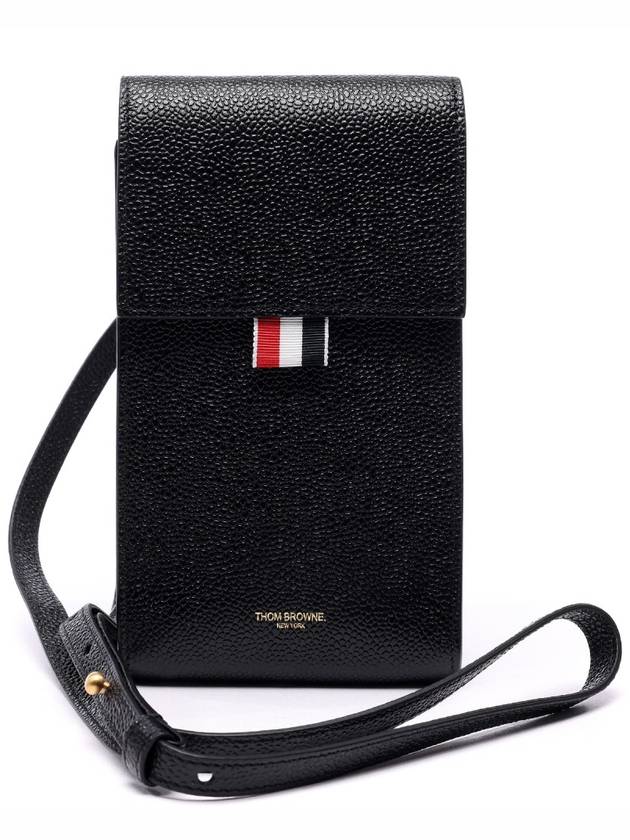 Three Stripes Strap Leather Phone Case Black - THOM BROWNE - BALAAN 2