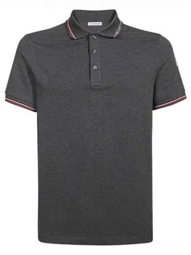 8A00012 84556 989 Arm Logo Polo T shirt Charcoal Men s TJ 271346 - MONCLER - BALAAN 1