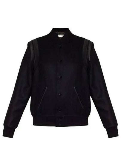 Women's Wool Varsity Bomber Jacket Black - SAINT LAURENT - BALAAN 2