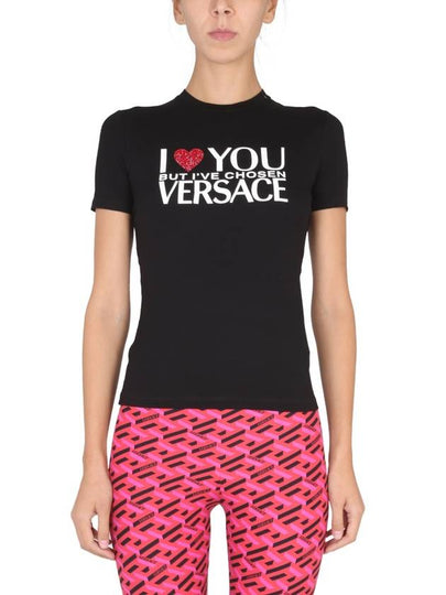 Crystal Heart Short Sleeve T-Shirt Black - VERSACE - BALAAN 2