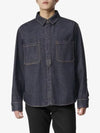 Embroidered Logo Pocket Denim Cotton Long Sleeve Shirt Navy - VALENTINO - BALAAN 2