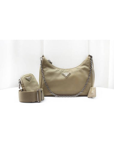 Re edition 2005 Nylon Tesuto Chain Hobo Bag Desert Beige 1BH204 - PRADA - BALAAN 1