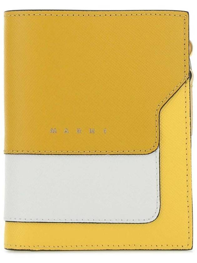 Women's Color Block Panel Saffiano Bicycle Wallet Yellow - MARNI - BALAAN.