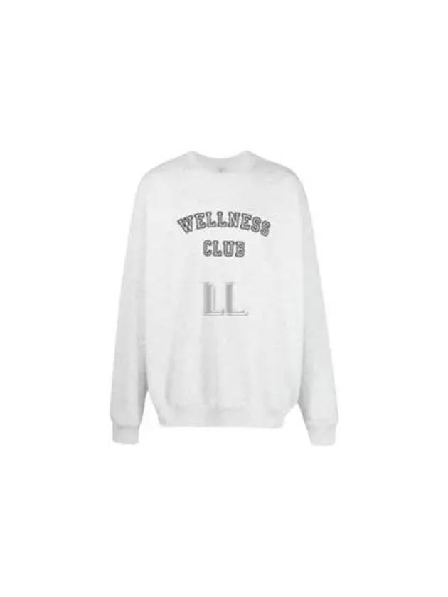 Wellness Club Flock Crew Neck Cotton Sweatshirt Light Grey - SPORTY & RICH - BALAAN 2