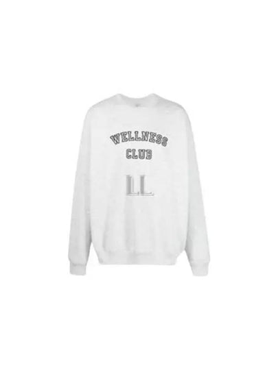 Wellness Club Flock Crew Neck Cotton Sweatshirt Light Grey - SPORTY & RICH - BALAAN 2