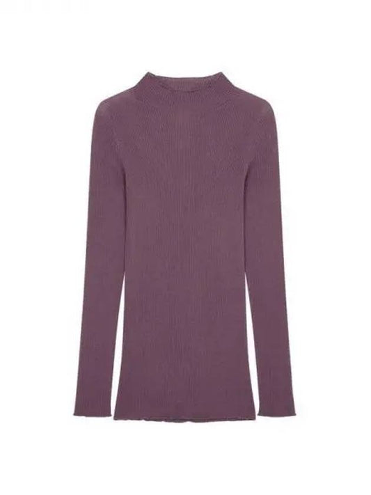 WOMEN Ribbed Wool High Neck Knit Purple 271807 - RICK OWENS - BALAAN 1