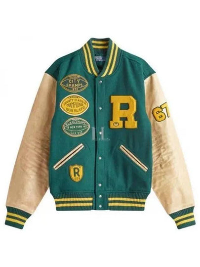 The Iconic Letterman Bomber Jacket Green - POLO RALPH LAUREN - BALAAN 2