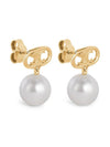 Maylon Triomphe Pearl Gold Earrings White - CELINE - BALAAN.