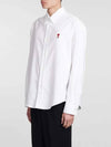 Button Down Boxy Fit Oxford Long Sleeve Shirt Natural White - AMI - BALAAN 5