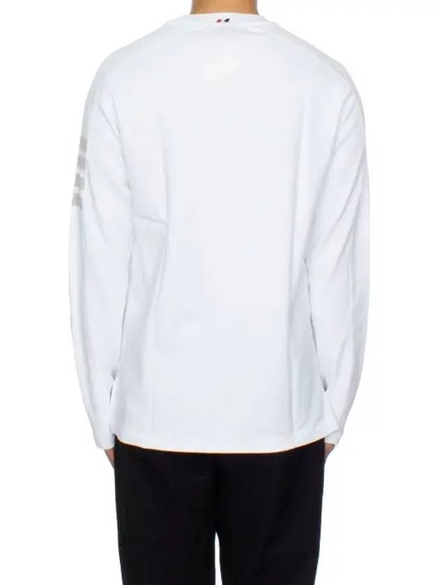 4-Bar Striped Cotton Long Sleeve T-Shirt White - THOM BROWNE - BALAAN 6