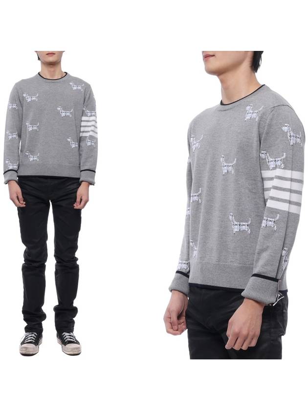 Hector Intarsia Crew Neck Knit Top Grey - THOM BROWNE - BALAAN 3