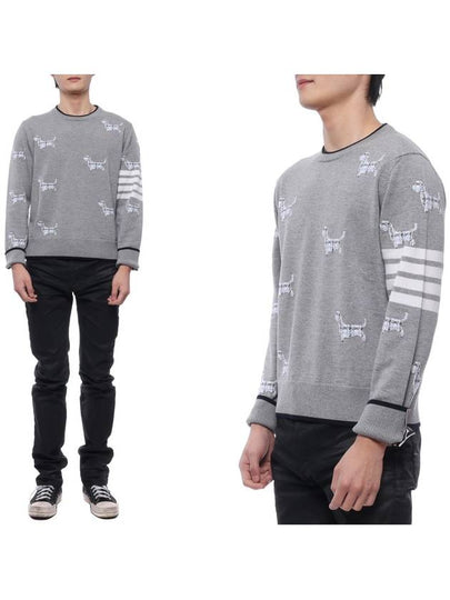 Hector Intarsia Crew Neck Knit Top Grey - THOM BROWNE - BALAAN 2