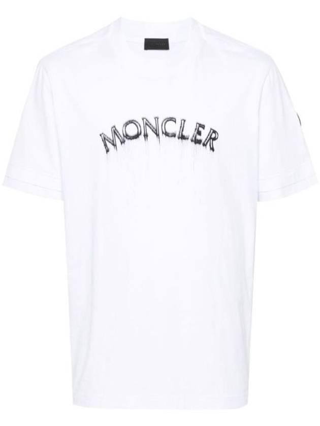 Powder Effect Logo Cotton Short Sleeve T-Shirt Optical White - MONCLER - BALAAN 1