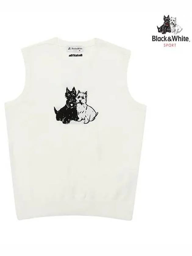 Terrier point knit vest 2003LXVWWHITE - BLACK&WHITE - BALAAN 1