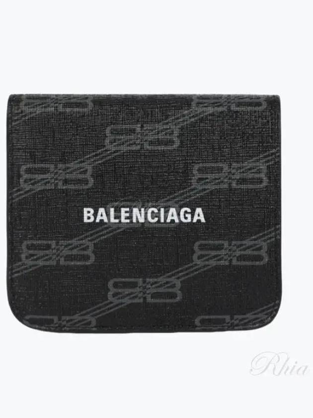 BB Monogram Coin Pocket Flap Half Wallet Black - BALENCIAGA - BALAAN 2