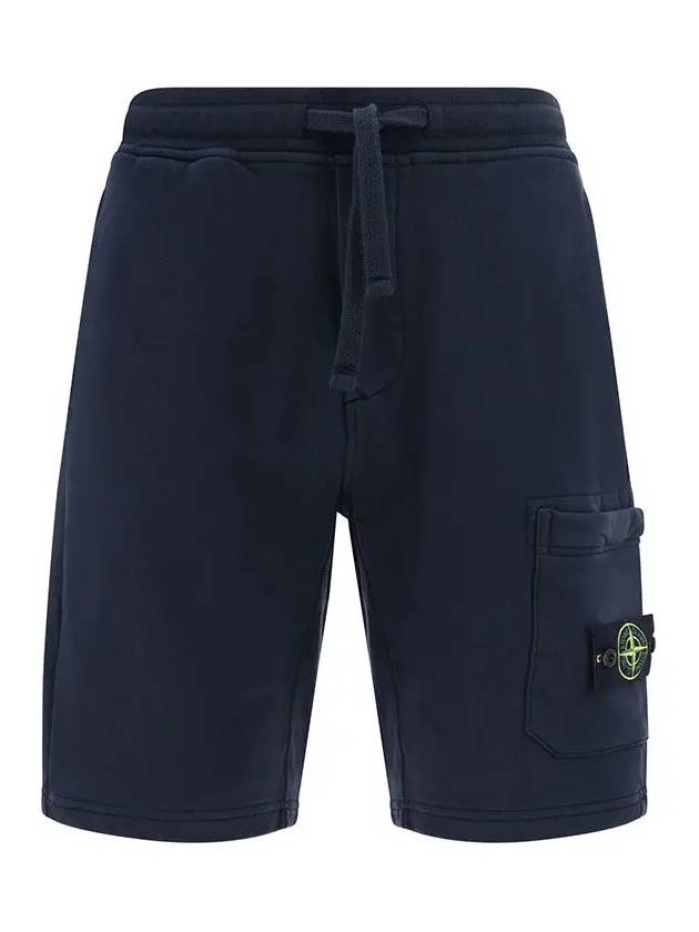 Cotton Fleece Cargo Bermuda Shorts Navy - STONE ISLAND - BALAAN 3