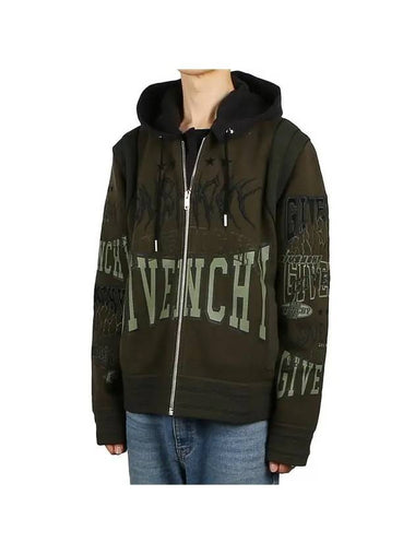 Embroidered Logo Hoodie Zipper Bomber Military Green - GIVENCHY - BALAAN 1