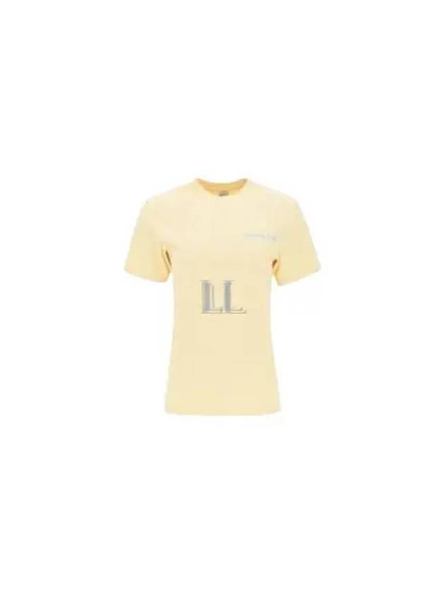 Slogan Print Cotton Short Sleeve T-Shirt Yellow - SPORTY & RICH - BALAAN 2