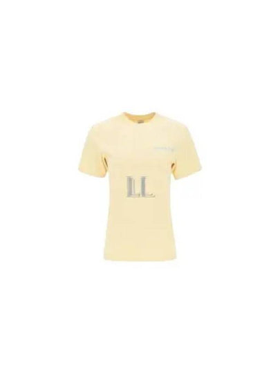 Slogan Print Cotton Short Sleeve T-Shirt Yellow - SPORTY & RICH - BALAAN 2