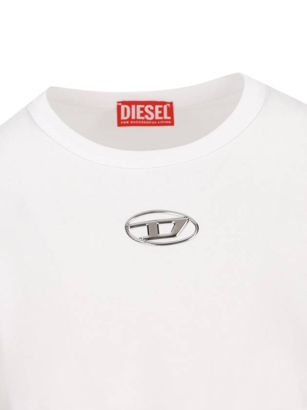 Metallic Logo Short Sleeve T-Shirt White - DIESEL - BALAAN 4