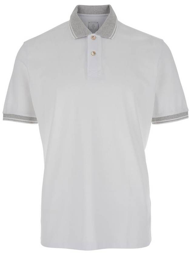 White Polo Shirt With Classic Collar In And Front Button Closure In Cotton Man - ELEVENTY MILANO - BALAAN 1