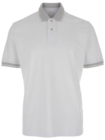 White Polo Shirt With Classic Collar In And Front Button Closure In Cotton Man - ELEVENTY MILANO - BALAAN 1