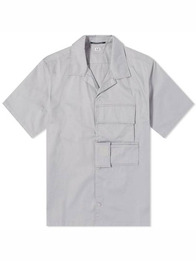 Metropolis Gabardine Short Sleeve Shirt Grey - CP COMPANY - BALAAN 2