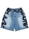 BBD Side Sprayed Custom Denim Shorts Blue - BLACKBLOND - BALAAN 3