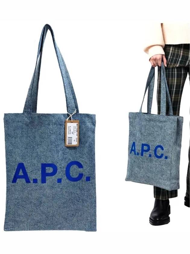 Flock Logo Rue Eco Tote Bag Blue - A.P.C. - BALAAN 2