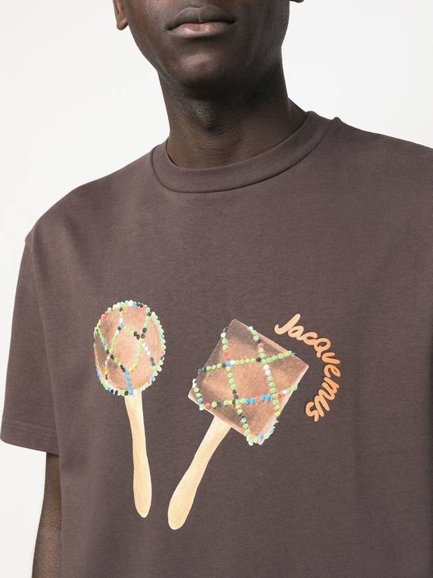 Maraca Logo Print Cotton Short Sleeve T-Shirt Brown - JACQUEMUS - BALAAN 6