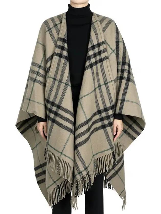 Check Wool Cashmere Cape Beige - BURBERRY - BALAAN 3