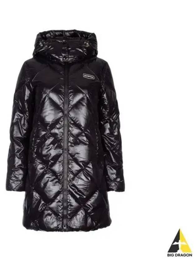 Women s Goose Down Long Padded Conza Hood Detachable Diamond Quilted Jacket VDDJ95636 BKS - DUVETICA - BALAAN 2