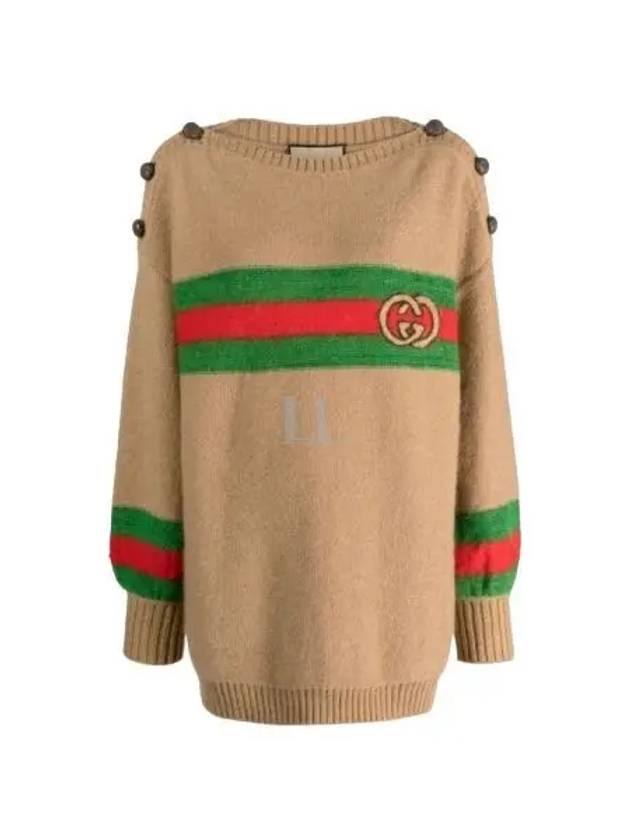 Web Interlocking GG Knit Top Camel - GUCCI - BALAAN 2