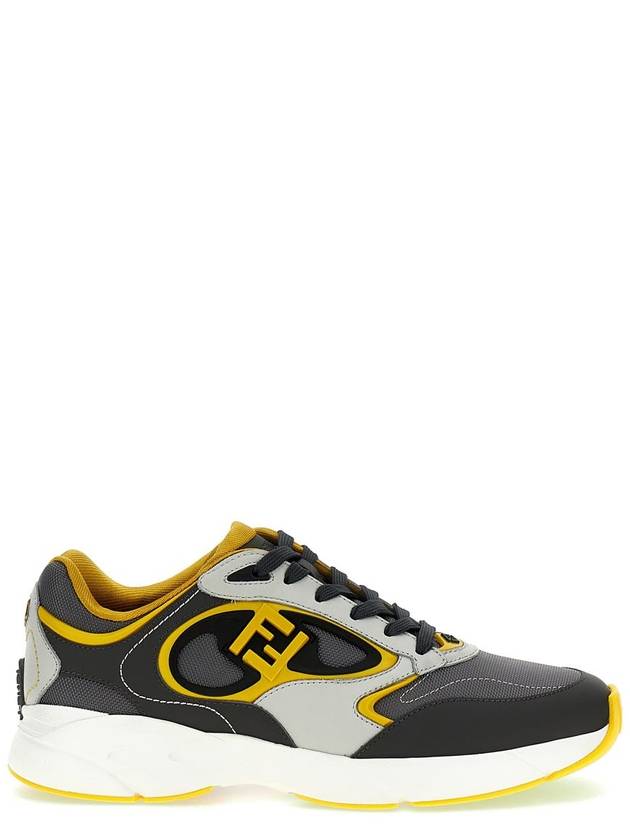 Forward Mesh Leather Low Top Sneakers Yellow Grey - FENDI - BALAAN 2