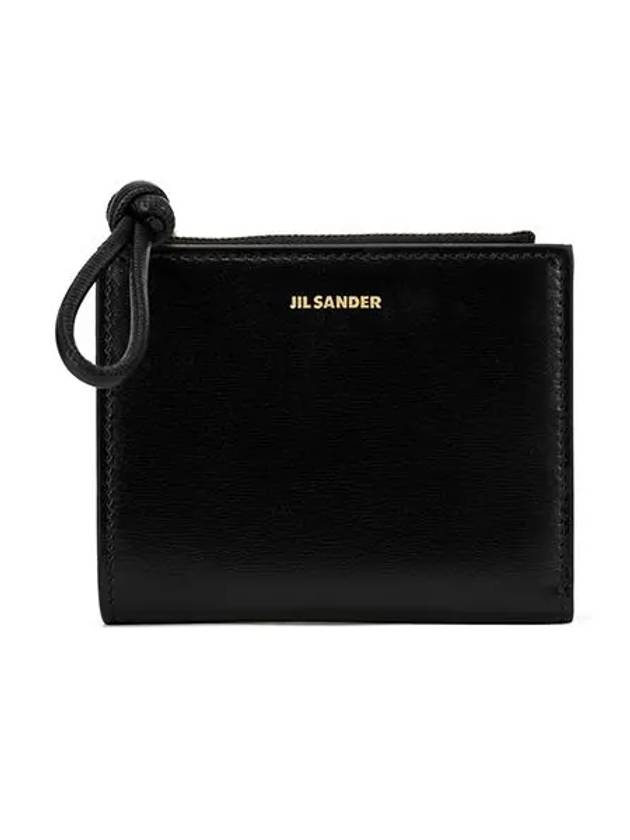 Mini French Logo Leather Card Wallet Black - JIL SANDER - BALAAN 2