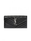 Matelasse Monogram Flap Long Wallet Black - SAINT LAURENT - BALAAN 2