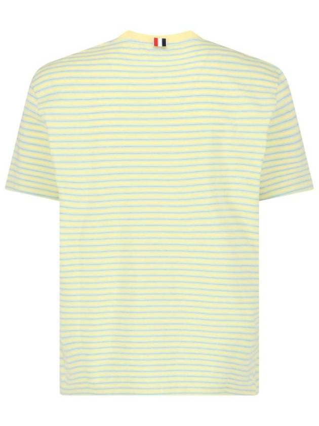 Striped Jersey Pocket Short Sleeve T-Shirt Green Yellow - THOM BROWNE - BALAAN 3