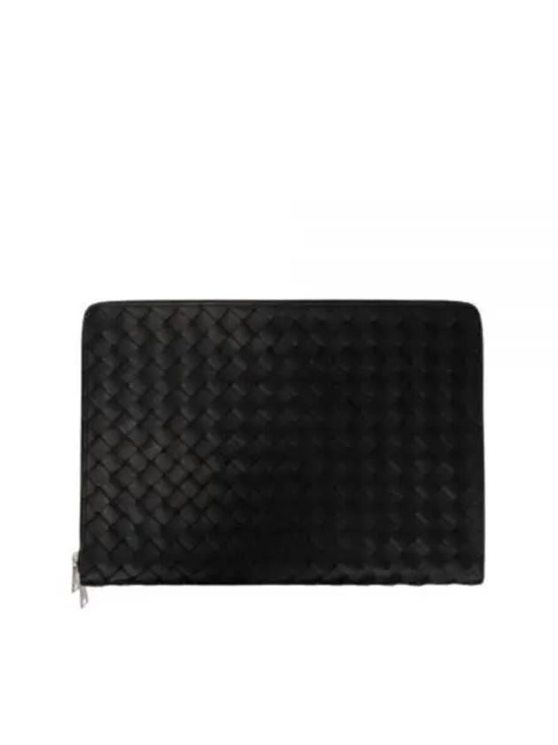 Intrecciato Calfskin Clutch Bag Black - BOTTEGA VENETA - BALAAN 2