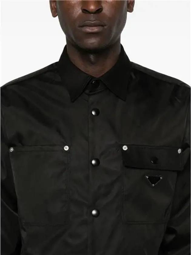 Triangle Logo Shirt Jacket Black - PRADA - BALAAN 6