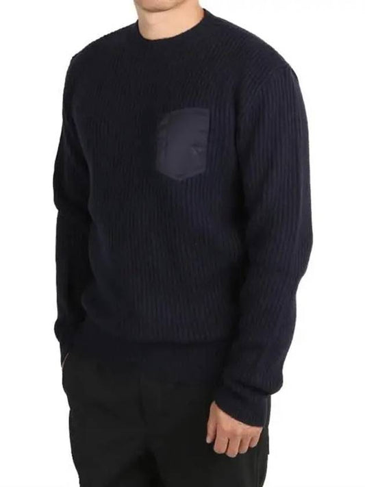 Men's Back Stitch Alpaca Knit Navy - MAISON MARGIELA - BALAAN.