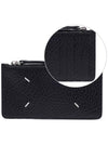 Pebble Leather Stitch Logo Zipper Card Wallet Black - MAISON MARGIELA - BALAAN 3