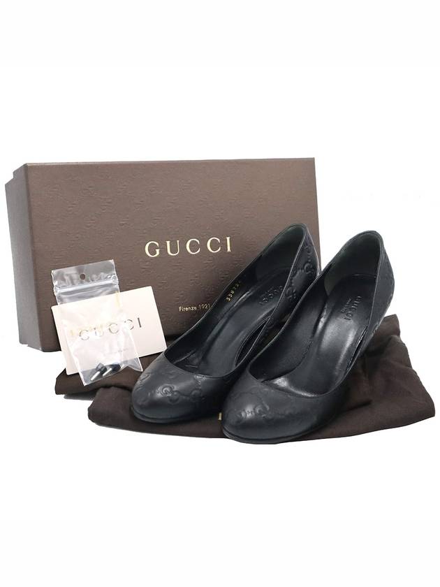 Gucci 338726 GG Logo Black Cima Leather Pumps Shoes 36 - GUCCI - BALAAN 2