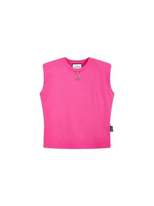 Women s Padded Shoulder Cotton Tank Top Dark Pink - PHILIPP PLEIN - BALAAN 1