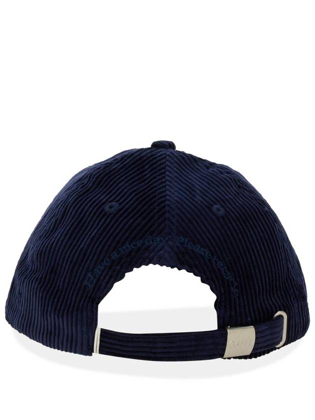 Embroidered Logo Corduroy Ball Cap Navy - GANNI - BALAAN 3