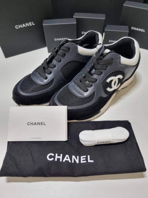 CC Logo Tennis Sneakers Black B39066 - CHANEL - BALAAN 1