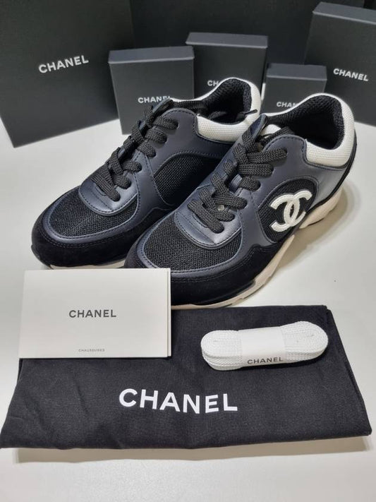 CC Logo Tennis Sneakers Black B39066 - CHANEL - BALAAN 1