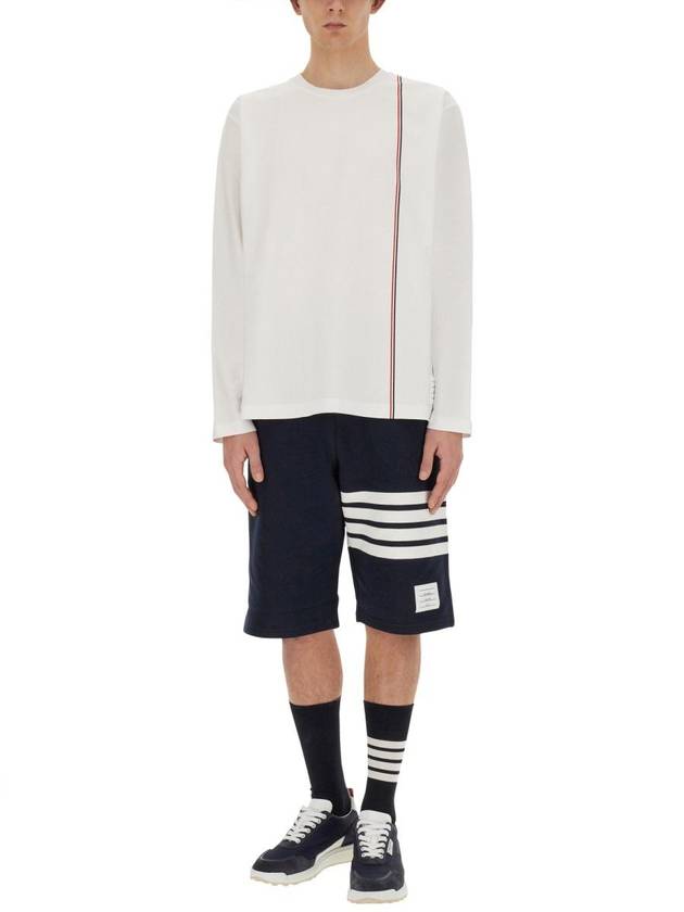 RWB Striped Cotton Long Sleeve T-Shirt White - THOM BROWNE - BALAAN 3