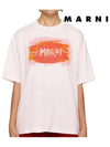 Logo Print Cotton Short Sleeve T-Shirt Pink - MARNI - BALAAN 3