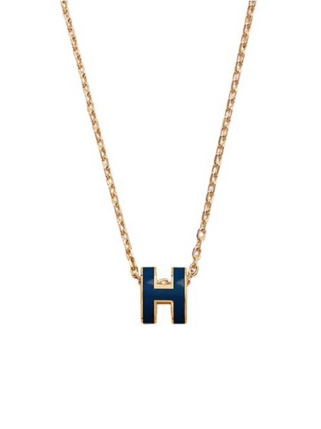 Mini Pop H Pendant Necklace Gold Bleu Saphir - HERMES - BALAAN 1